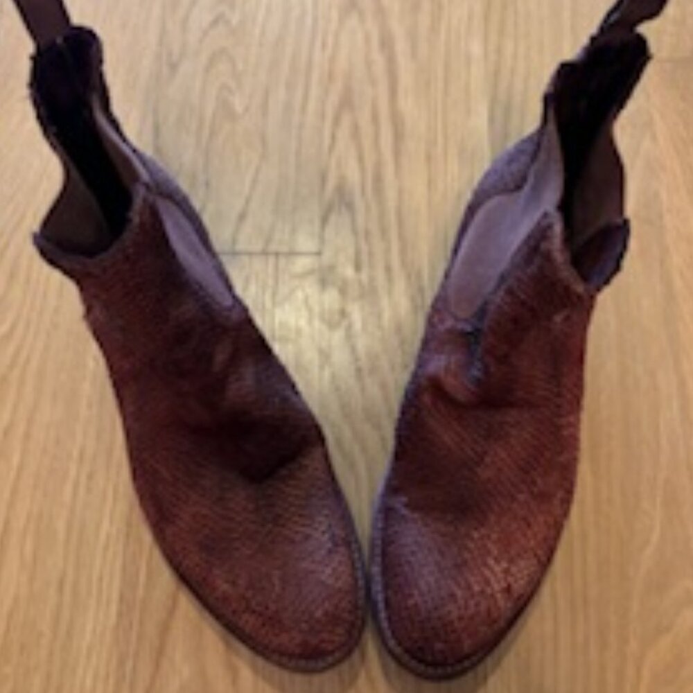 SHOTO Brick Red Western Chelsea Leather Boots